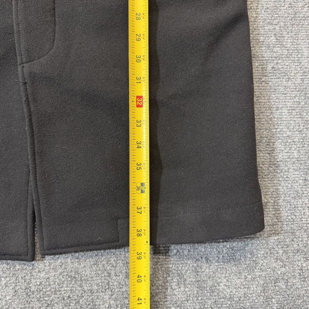 Theory Mens XL Black Wool Blend Overcoat Car Coat Jacket Hidden Zip Minimalist - Picture 5 of 9